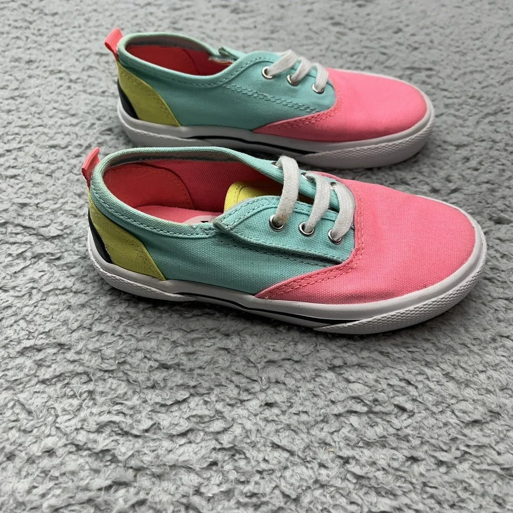 Sperry Top-Sider Pier Wave Sneakers Jr Girls 8M Boat Shoes Pink Teal Yellow
